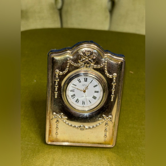 Sterling Silver miniature clock. Silver hallmark - Robert Carr of Sheffield 1995 - Picture 8 of 8
